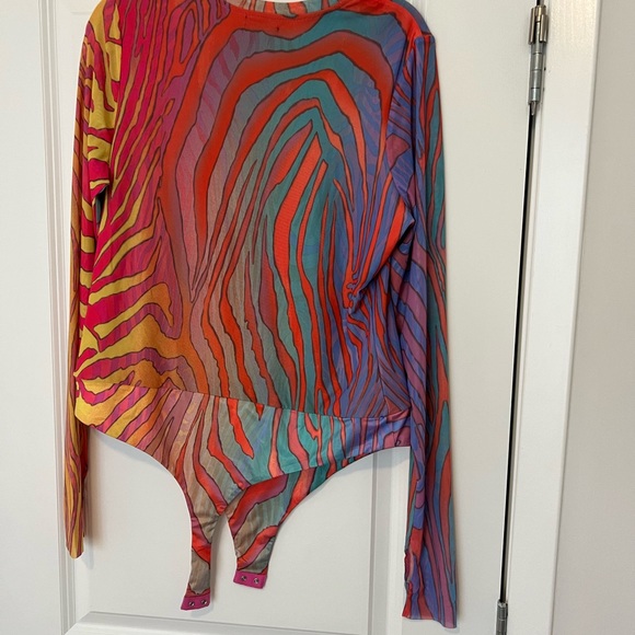 AFRM Marilyn Bodysuit in Multicolor Zebra 1X - Picture 5 of 5